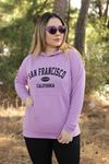 RENKTE OVERSİZE BASKILI LİLA SWEAT