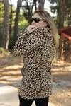 RENKTE GENİŞ KESİM FERMUARLI UZUN LEOPAR CEKET&SWEAT