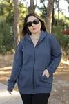 RENKTE BATTAL FERMUARLI İNDİGO SWEAT&CEKET