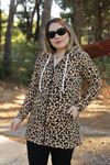 RENKTE GENİŞ KESİM FERMUARLI UZUN LEOPAR CEKET&SWEAT