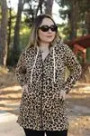 RENKTE GENİŞ KESİM FERMUARLI UZUN LEOPAR CEKET&SWEAT