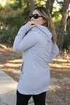 RENKTE GENİŞ KESİM FERMUARLI UZUN GRİ CEKET&SWEAT