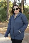 RENKTE BATTAL FERMUARLI İNDİGO SWEAT&CEKET