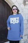 RENKTE GENİŞ KESİM YAZILI İNDİGO TUNİK & SWEAT