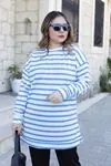 RENKTE GENİŞ KESİM ÇİZGİLİ MAVİ TUNİK & SWEAT