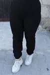 RENKTE ÜÇ İPLİK ŞARDONLU SİYAH EŞOFMAN ALTI