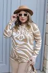 RENKTE DESENLİ OVERSİZE KAHVE SWEAT