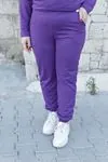 RENKTE GENİŞ KESİM BEYAZ DETAYLI MOR TAKIM