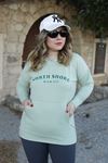 RENKTE OVERSİZE BASKILI CEPLİ YEŞİL SWEAT