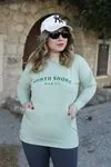 RENKTE OVERSİZE BASKILI CEPLİ YEŞİL SWEAT