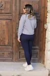 RENKTE YÜKSEK BEL FİTİLLİ LACİVERT TAYT
