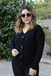 RENKTE DÜĞMELİ ÖRGÜ DETAY SİYAH HIRKA