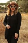 RENKTE ÖRGÜLÜ SİYAH UZUN HIRKA