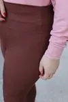 RENKTE YÜKSEK BEL FİTİLLİ KAHVERENGİ TAYT