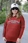 RENKTE OVERSİZE BASKILI CEPLİ KİREMİT SWEAT