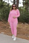 RENKTE GENİŞ KESİM PEMBE KADİFE HAVLU TAKIM