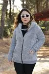 RENKTE FERMUARLI GRİ PELUŞ CEKET&MONT