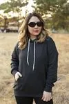RENKTE KANGURU CEPLİ ŞARDONLU ANTRASİT SWEAT