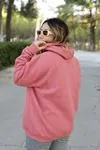 RENKTE CEPLİ GENİŞ KESİM ÜÇ İPLİK ŞARDONLU PUDRA SWEAT