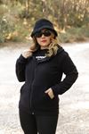 RENKTE FERMUARLI SİYAH POLAR CEKET