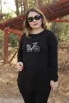 RENKTE NAKIŞLI ASİMETRİK SİYAH BLUZ&TUNİK