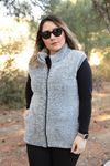 RENKTE FERMUARLI GRİ PELUŞ YELEK