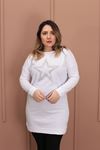 RENKTE YILDIZ TAŞ İŞLEMELİ BEYAZ TUNİK&BLUZ