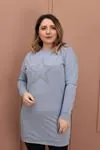 RENKTE YILDIZ TAŞ İŞLEMELİ MAVİ TUNİK&BLUZ