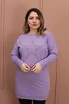 RENKTE YILDIZ TAŞ İŞLEMELİ LİLA TUNİK&BLUZ