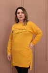 RENKTE BASKI VE YIRTMAÇ DETAYLI SARI SWEAT