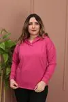 RENKTE OVERSİZE YAKASI PATLI FUŞYA SWEAT