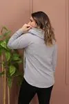 RENKTE OVERSİZE YAKASI PATLI GRİ SWEAT