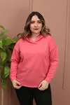 RENKTE OVERSİZE YAKASI PATLI MERCAN SWEAT