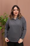 RENKTE OVERSİZE YAKASI PATLI ANTRASİT SWEAT