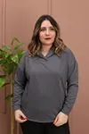 RENKTE OVERSİZE YAKASI PATLI ANTRASİT SWEAT