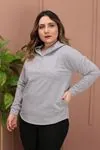 RENKTE OVERSİZE YAKASI PATLI GRİ SWEAT