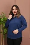 RENKTE OVERSİZE YAKASI PATLI LACİVERT SWEAT