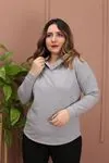 RENKTE OVERSİZE YAKASI PATLI GRİ SWEAT