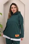 RENKTE GENİŞ KESİM BEYAZ DETAYLI KOYU YEŞİL TAKIM