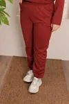 RENKTE GENİŞ KESİM BEYAZ DETAYLI KİREMİT TAKIM