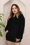 RENKTE BATTAL SİYAH PELUŞ CEKET&MONT