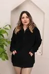 RENKTE BATTAL SİYAH PELUŞ CEKET&MONT