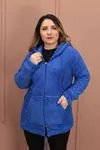 RENKTE KALIN MAVİ PELUŞ CEKET&MONT