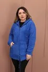 RENKTE KALIN MAVİ PELUŞ CEKET&MONT