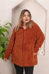 RENKTE BATTAL KİREMİT PELUŞ CEKET&MONT