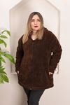 RENKTE BATTAL KOYU KAHVERENGİ PELUŞ CEKET&MONT