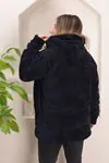 RENKTE BATTAL LACİVERT PELUŞ CEKET&MONT