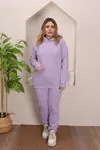 RENKTE ÜÇ İPLİK ŞARDONLU LİLA EŞOFMAN TAKIMI