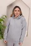 RENKTE ÜÇ İPLİK ŞARDONLU GRİ EŞOFMAN TAKIMI