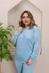 RENKTE ÖZEL ÜRETİM MAVİ KADİFE TAKIM